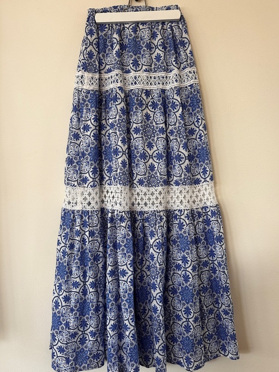 Temptation Positano Dresses & Skirts - Temptation Positano Summer Blue Linen Maxi Skirt